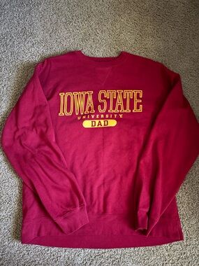 Iowa State University Dad Crewneck Sweatshirt - Cardinal with Gold Logo